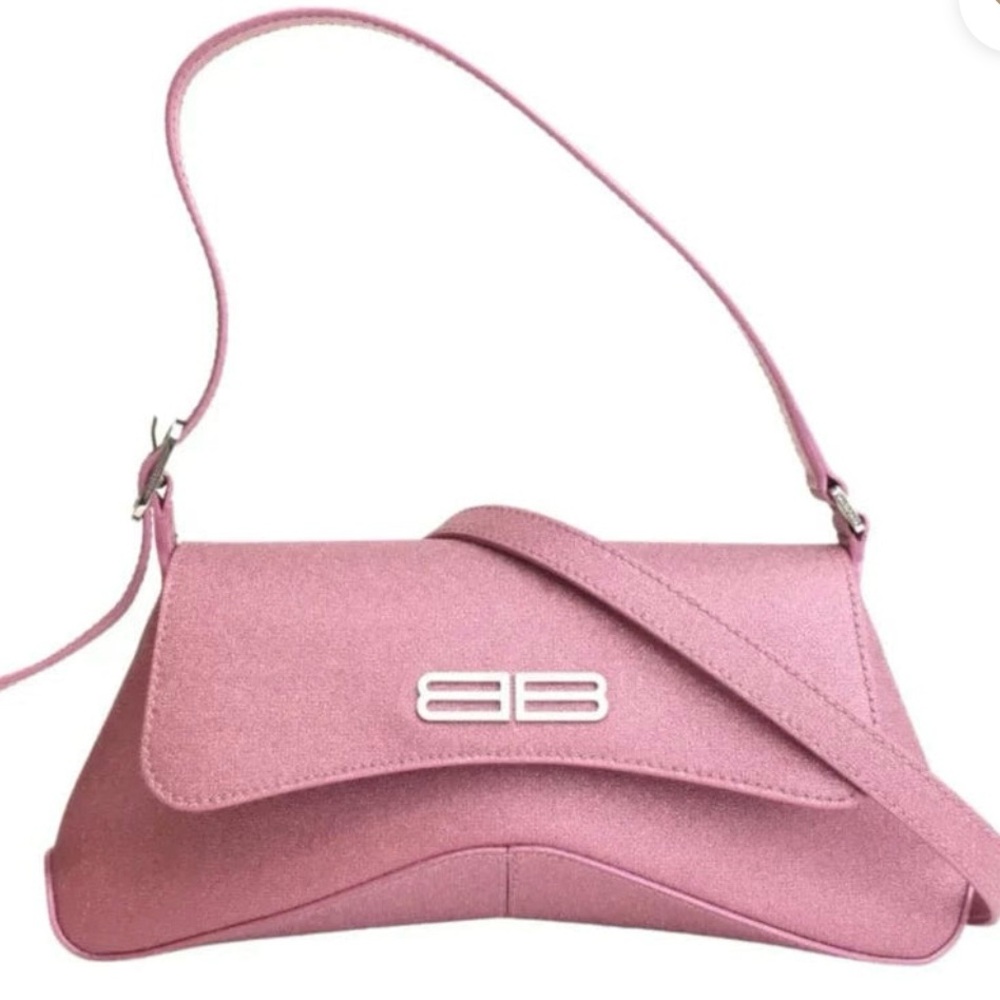 Balenciaga Adjustable Strap Pink Sparkle Shoulder Bag